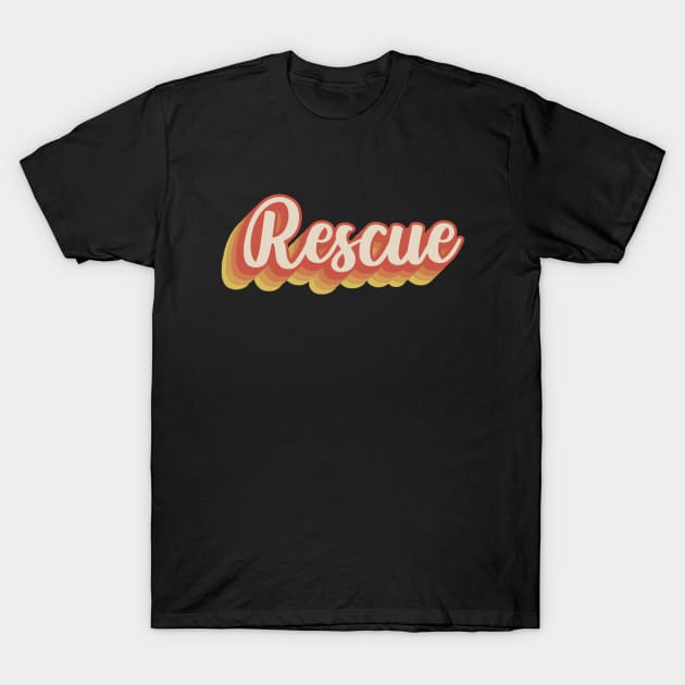 Rescue Minimal Retro Vintage Aesthetic 70s Style Text T-Shirt by Inspire Enclave